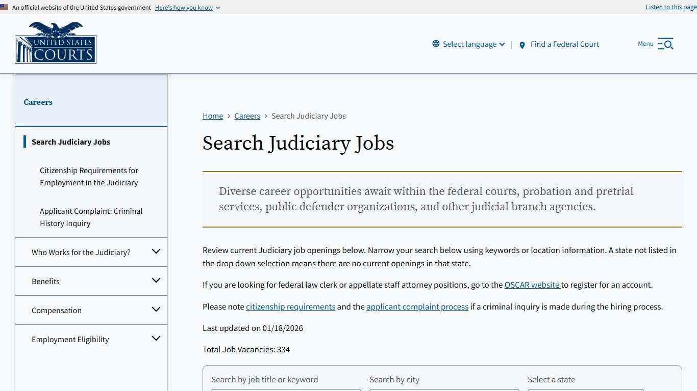 Search Judiciary Jobs